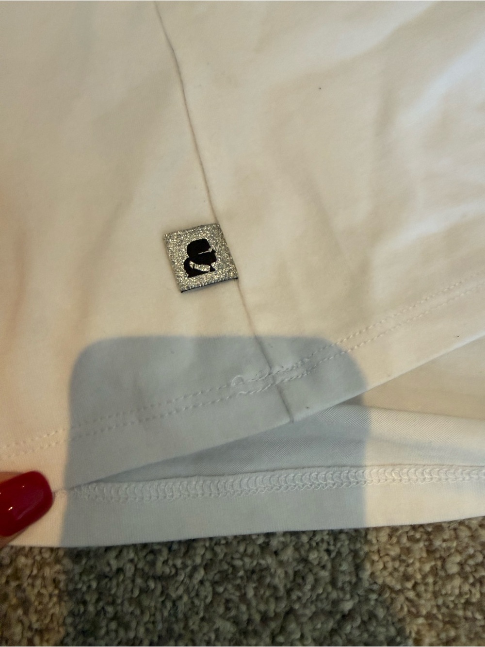 Karl Lagerfeld White Embellished Top Women Size Large - Picture 7 of 8